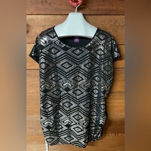 Women’s Top Black Silver Sequins 3X Beverly Drive